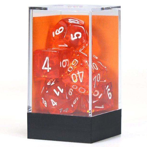 Chessex Translucent Orange/White 7-Die Set