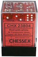 Chessex Translucent Red/White 12mm D6 Block (36)