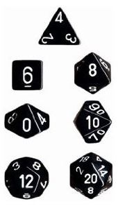 Chessex Opaque Black/White 7-Die Set