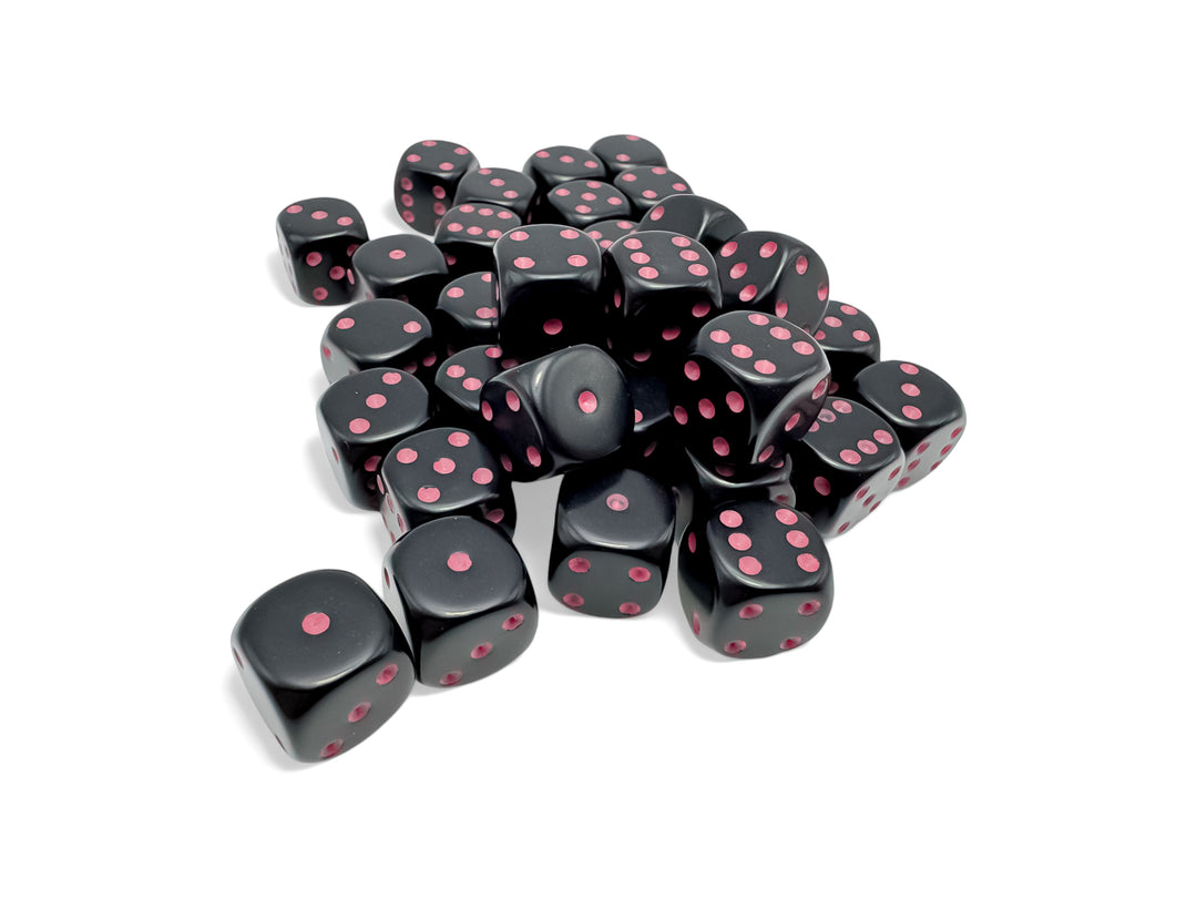 Chessex Opaque Black/Pink 12mm D6 Block (36)