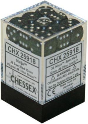 Chessex Speckled Ninja 12mm D6 Block (36)