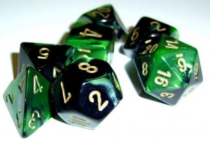Chessex Gemini Black-Green/Gold 7-Die Set