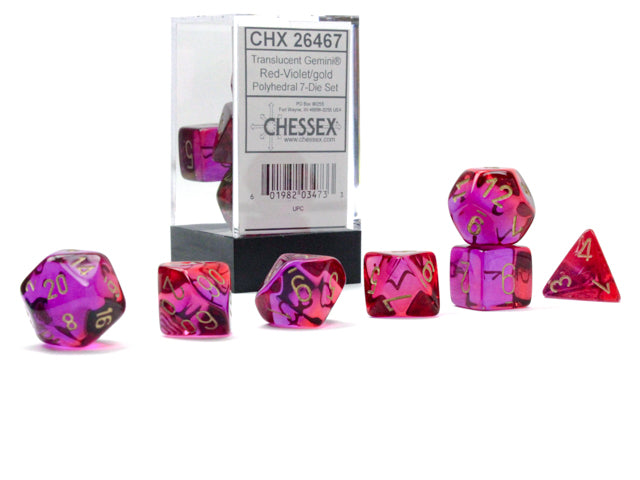 Chessex Gemini Translucent Red-Violet/Gold 7-Die Set