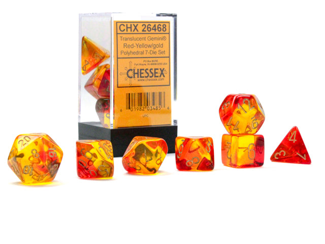 Chessex Gemini Translucent Red-Yellow/Gold 7-Die Set