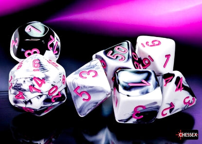Chessex Gemini Black-White/Pink 7-Die Set