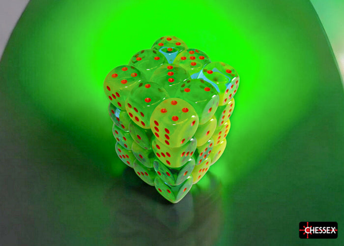 Chessex Gemini Plasma Green-Teal/Orange 12mm D6 Block (36)