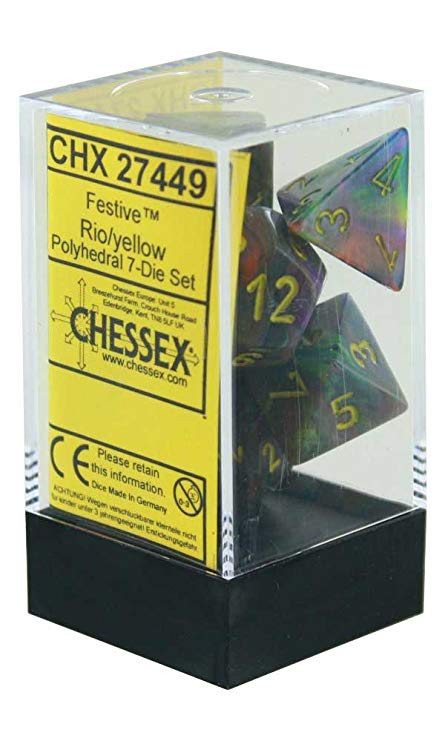 Chessex Festive Rio/Yellow 7-Die Set
