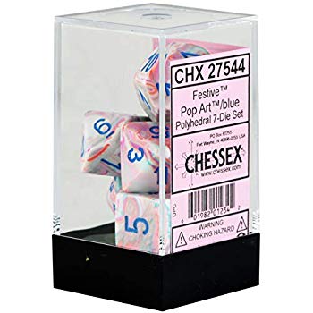 Chessex Festive Pop-Art/Blue 7-Die Set