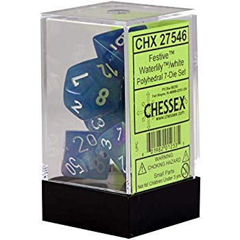 Chessex Festive Waterlily/White 7-Die Set
