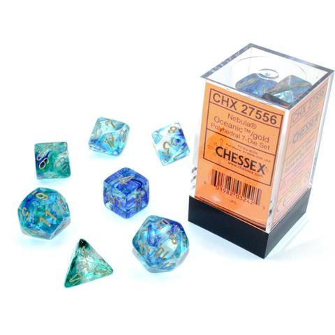 Chessex Nebula Oceanic/Gold Luminary 7-Die Set