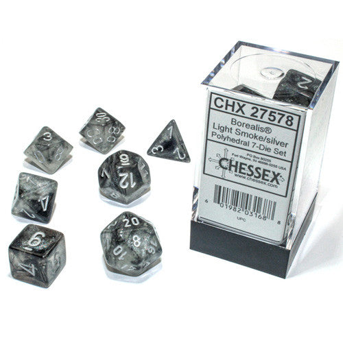 Chessex Borealis Light Smoke/Silver Luminary 7-Die Set