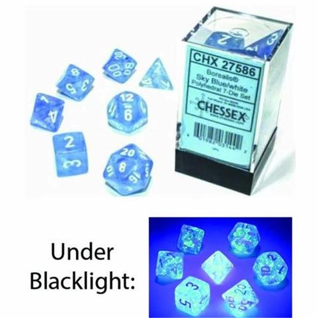 Chessex Borealis Sky Blue/White Luminary 7-Die Set