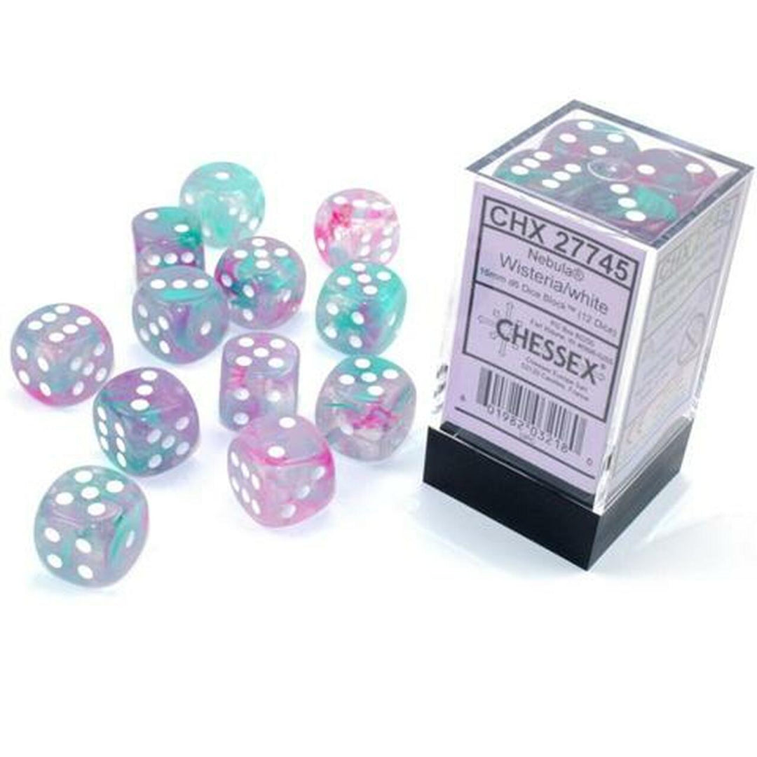 Chessex Nebula Wisteria/White 16mm D6 Block (12)