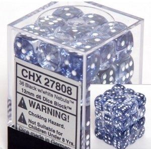 Chessex Nebula Black/White 12mm D6 Block (36)