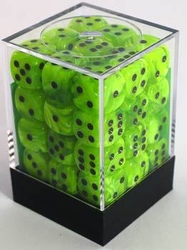 Chessex Vortex Bright Green/Black 12mm D6 Block (36)