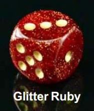 Chessex Glitter Ruby/Gold 12mm D6 Block (36)