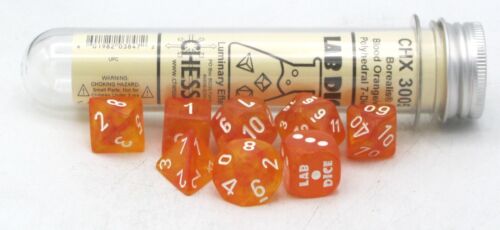 Chessex Borealis Blood Orange/White Luminary 7-Die Set
