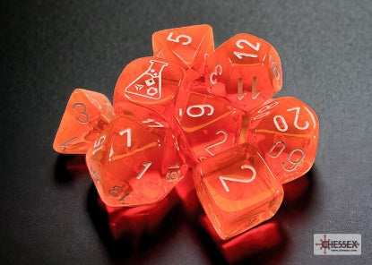 Chessex Translucent Neon Orange/White 7-Die Set
