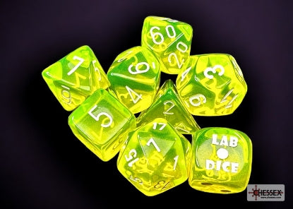 Chessex Translucent Neon Yellow/White 7-Die Set