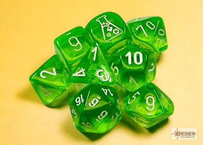 Chessex Translucent Radical Green/White 7-Die Set