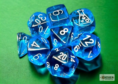 Chessex Translucent Tropical Blue/White 7-Die Set