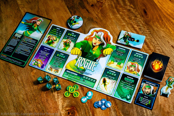 Marvel Dice Throne X-Men Box 2 (Cyclops, Gambit, Rogue, Jean Grey) — Rogue hero setup
