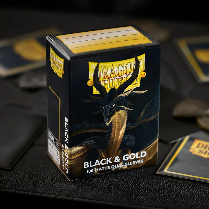 Dragon Shield Sleeves: Black & Gold - Matte Dual Sleeves