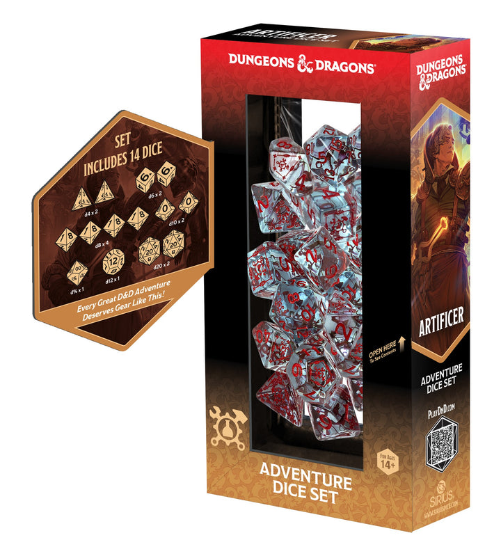 Sirius Dice: 14CT D&D Adventure Dice Set - Artificer (Clear)