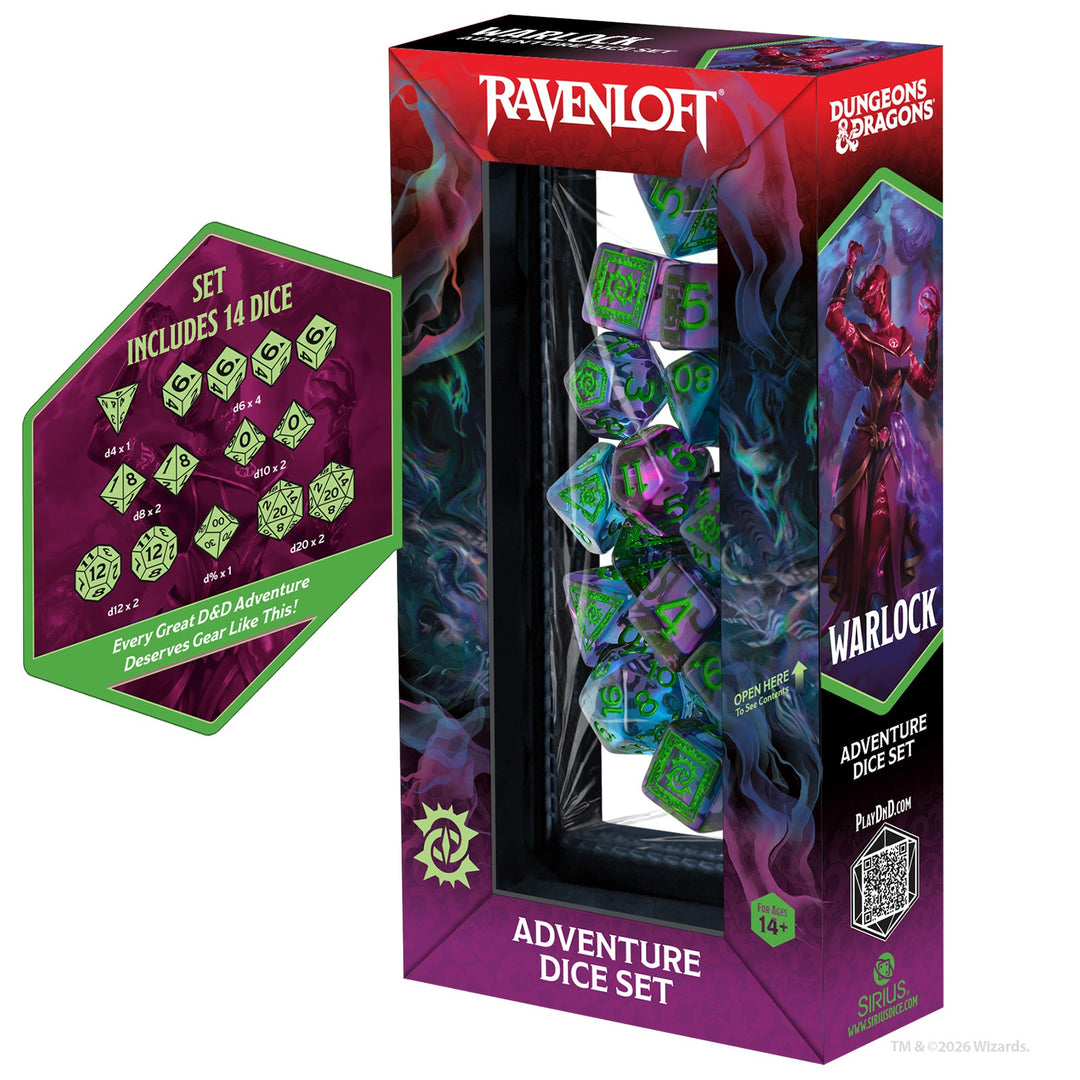 D&D Adventure Dice - Warlock: Purple, Green
