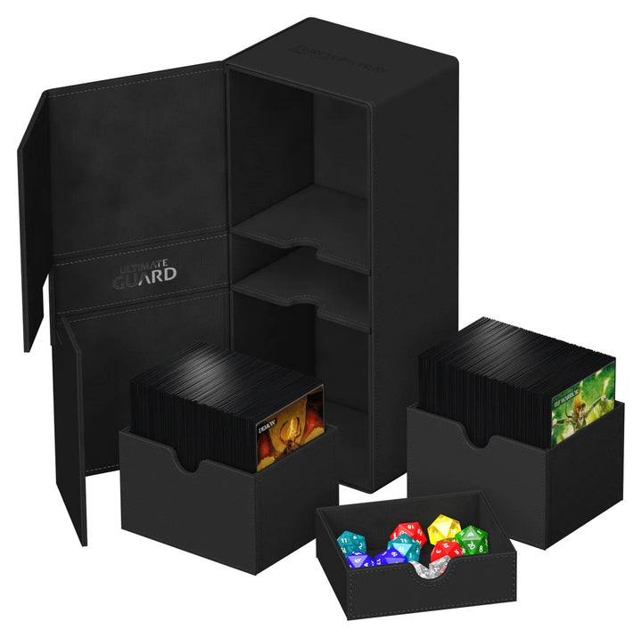 Ultimate Guard Twin Flip'n'Tray 266+ Black Monocolor — official open / interior