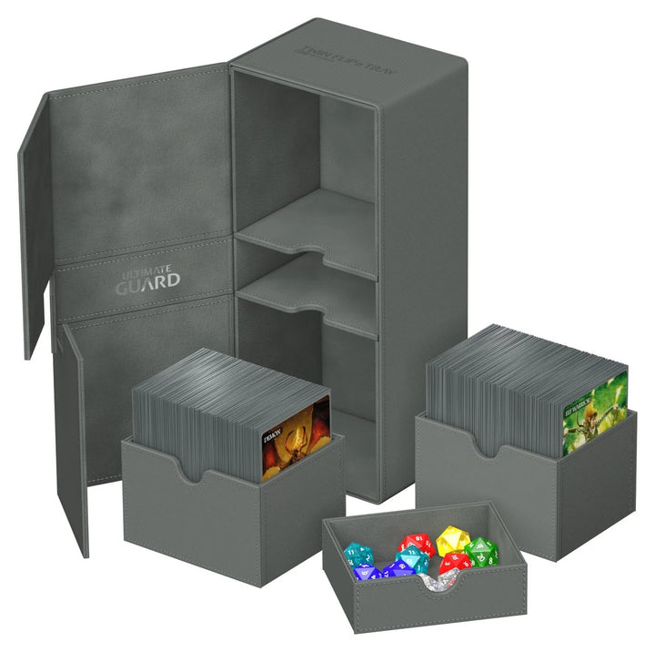 Ultimate Guard Twin Flip'n'Tray 266+ Grey Monocolor — official open / interior