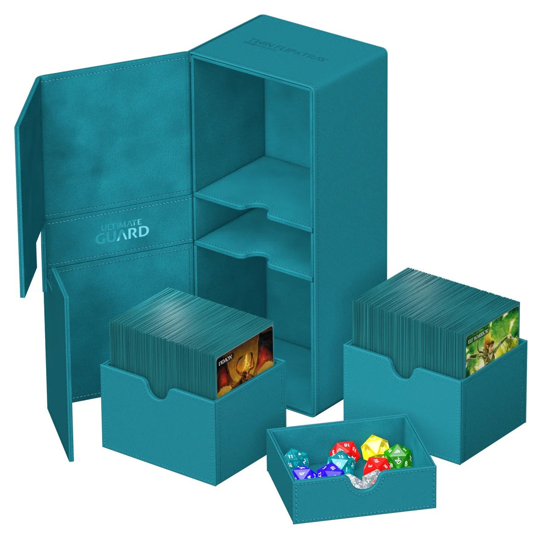 Ultimate Guard Twin Flip'n'Tray 266+ Petrol Monocolor — official open / interior