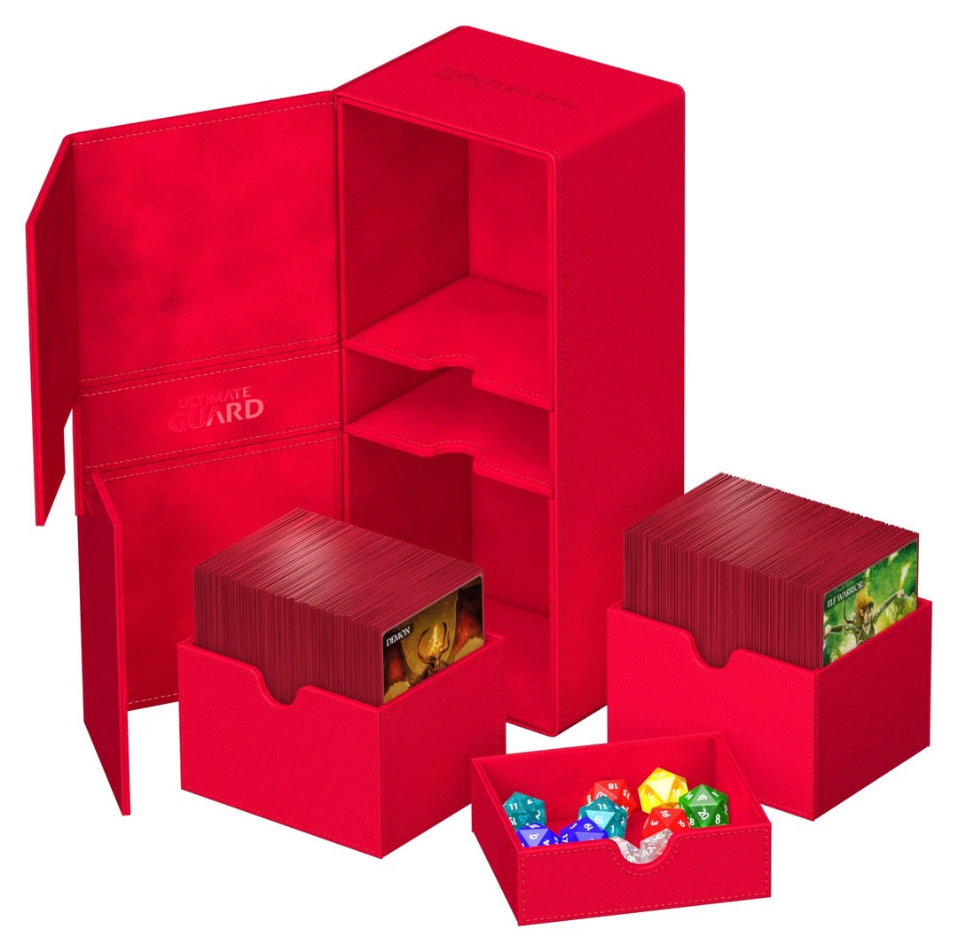 Ultimate Guard Twin Flip'n'Tray 266+ Red Monocolor — official open / interior