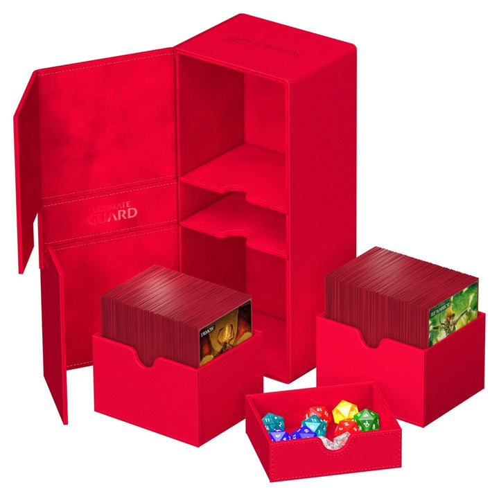 Ultimate Guard Twin Flip'n'Tray 266+ Red Monocolor — official open / interior