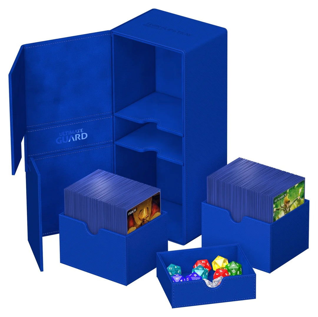 Ultimate Guard Twin Flip'n'Tray 266+ Blue Monocolor — official open / interior
