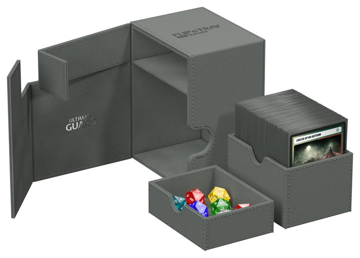 Ultimate Guard FlipnTray 133+ Monocolor - Grey — official angle 4