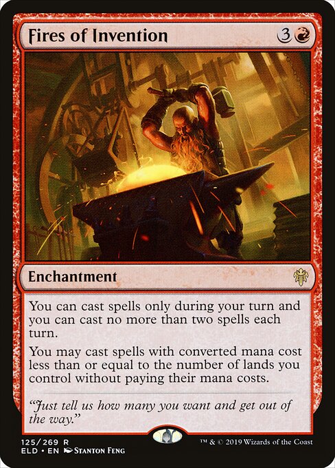 A-Fires of Invention (ELD-A-125) - Throne of Eldraine — official product image (scryfall)