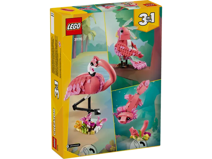 LEGO Creator 3 in 1 Wild Animals: Pink Flamingo, Cockatoo, Axolotl - 31170