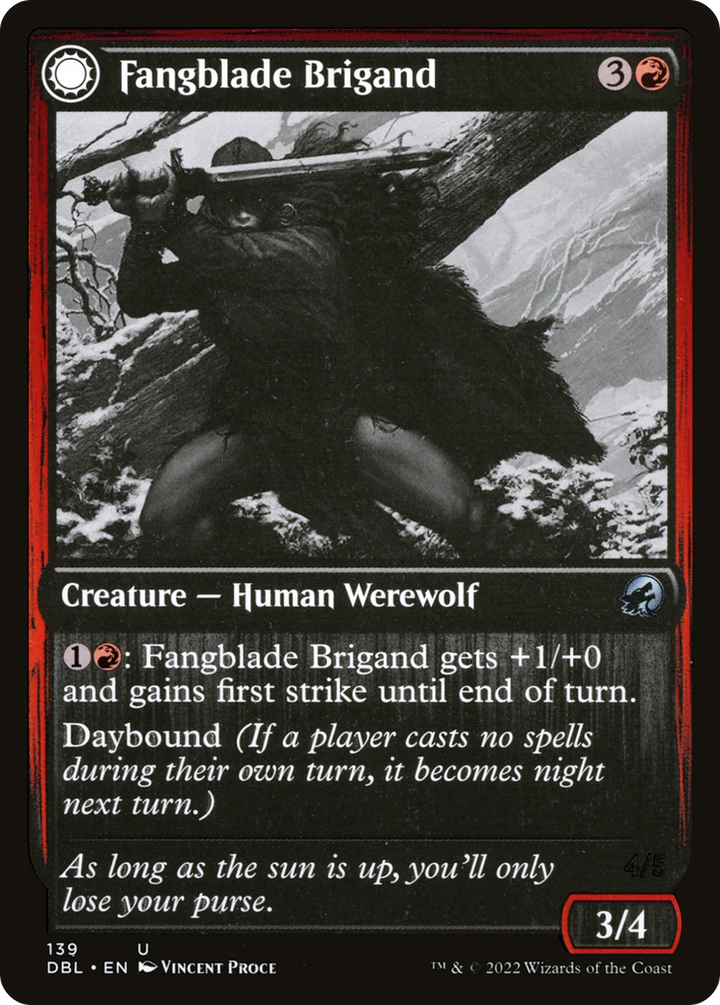 Fangblade Brigand (DBL-139) - Innistrad: Double Feature: (Double Faced Transform) Foil