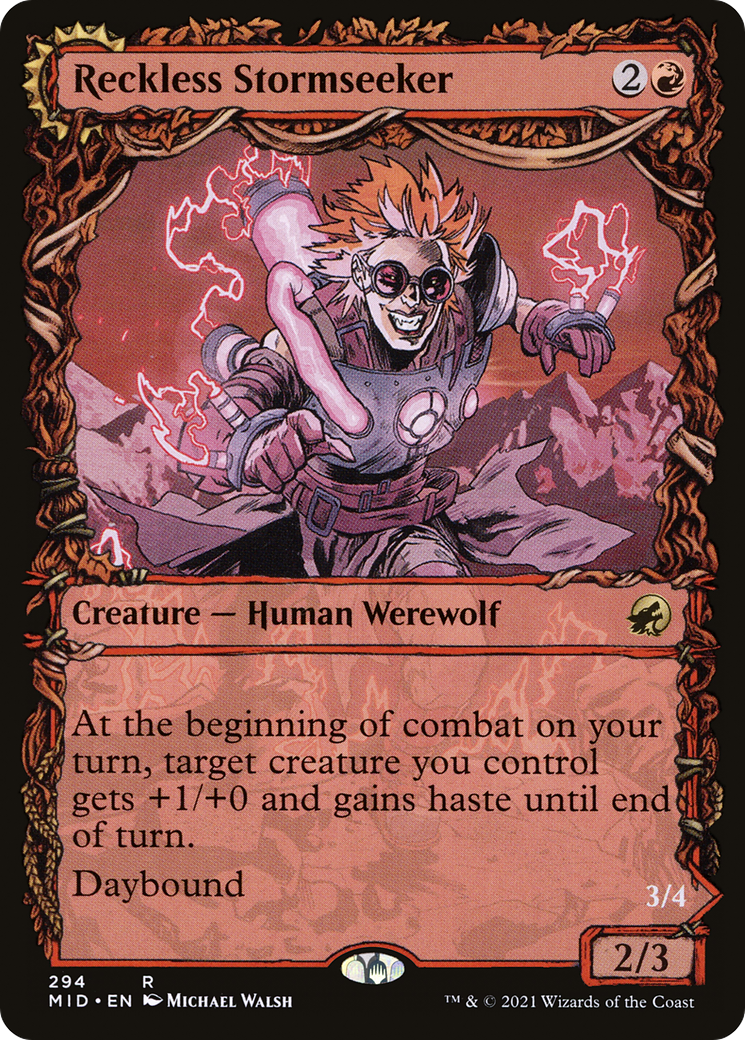 Reckless Stormseeker (Showcase) (MID-294) - Innistrad: Midnight Hunt: (Showcase, Double Faced Transform)