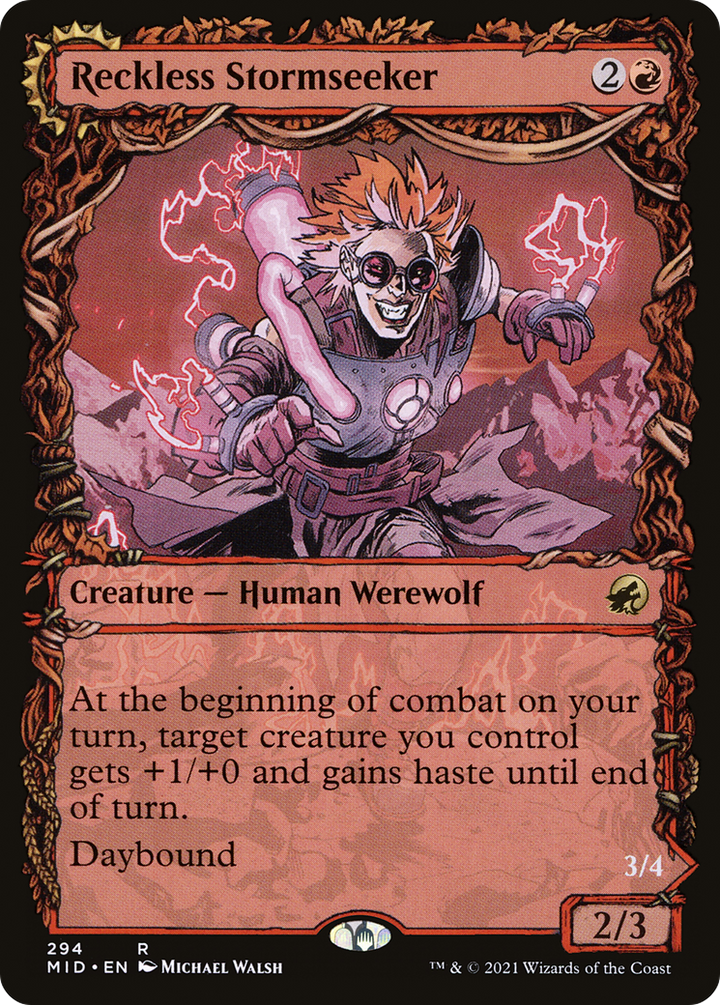 Reckless Stormseeker (Showcase) (MID-294) - Innistrad: Midnight Hunt: (Showcase, Double Faced Transform)