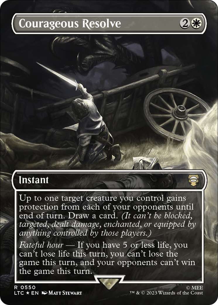 Courageous Resolve (Borderless) (Surge Foil) (LTC-550) - Tales of Middle-earth Commander (Borderless) Foil