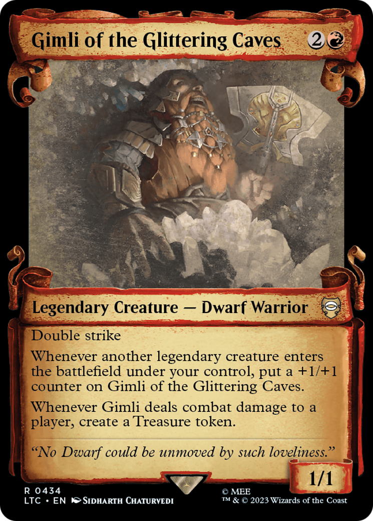 Gimli of the Glittering Caves (Showcase Scrolls) (LTC-434) - Tales of Middle-earth Commander: (Showcase)