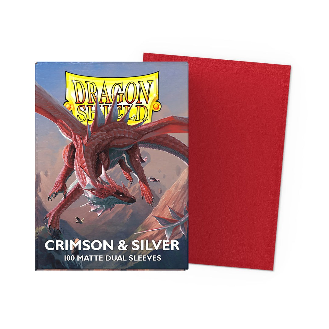 Dragon Shield Sleeves: Standard Matte Dual - Crimson & Silver 100CT — official packshot