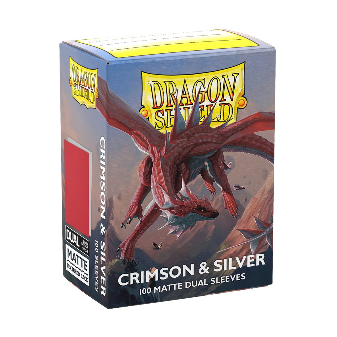 Dragon Shield Sleeves: Standard Matte Dual - Crimson & Silver 100CT — official publisher extra