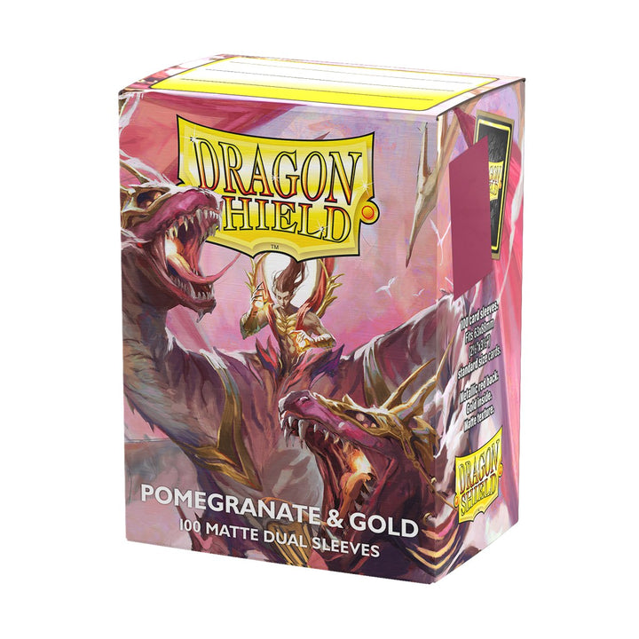Dragon Shield Sleeves: Standard Matte Dual - Pomegranate & Gold 100CT — official publisher extra