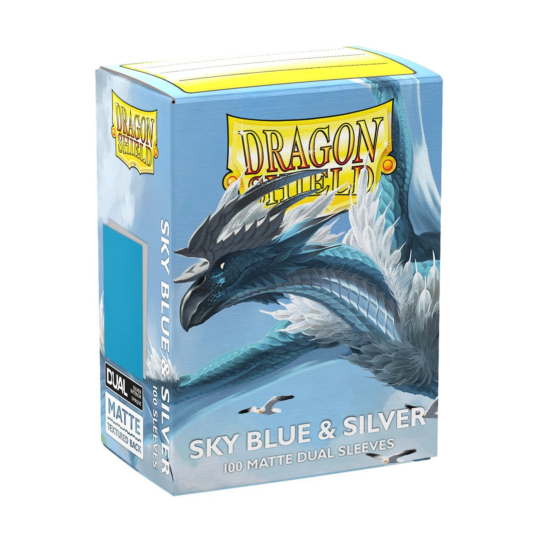 Dragon Shield Sleeves: Standard Matte Dual - Sky Blue & Silver 100CT — official publisher extra
