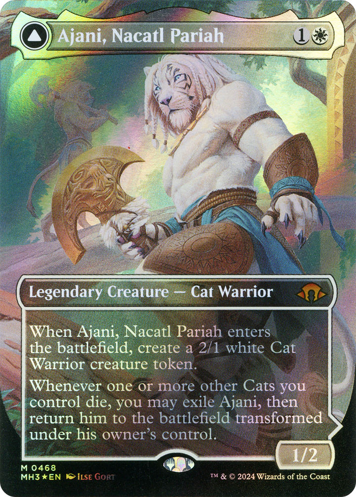 Ajani, Nacatl Pariah (Borderless) (Textured Foil) (MH3-468) - Modern Horizons 3 (Borderless) Foil