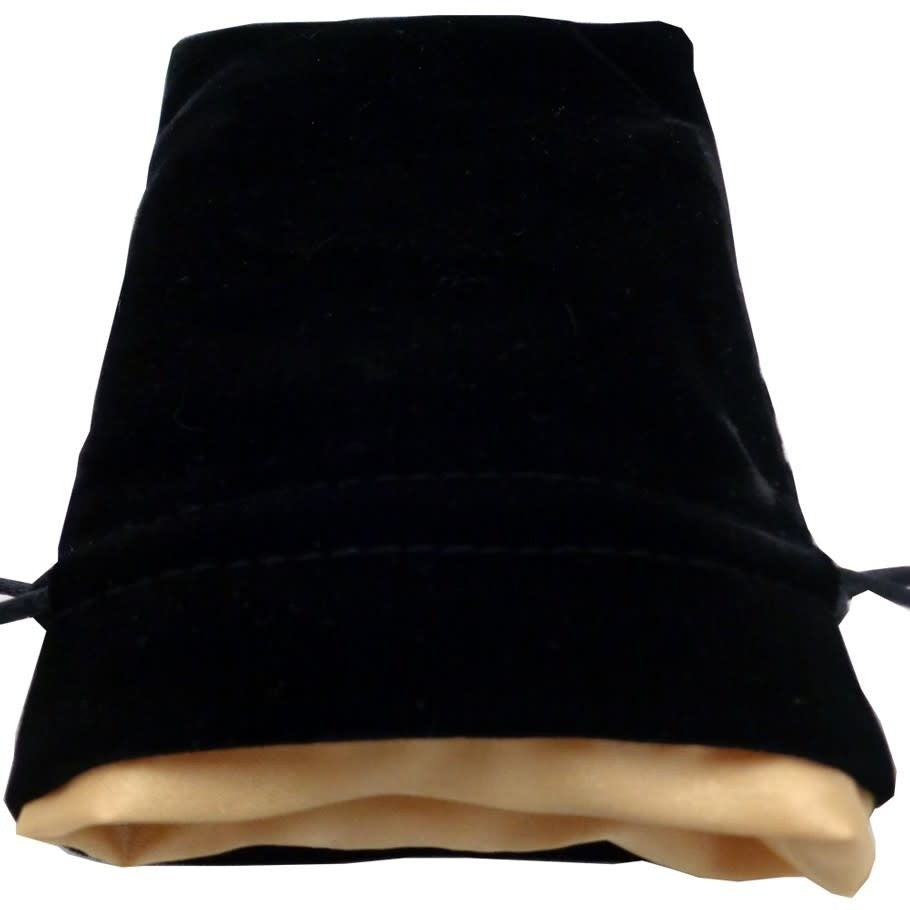 FanRoll 4x6 Velvet Dice Bag – Black/Gold