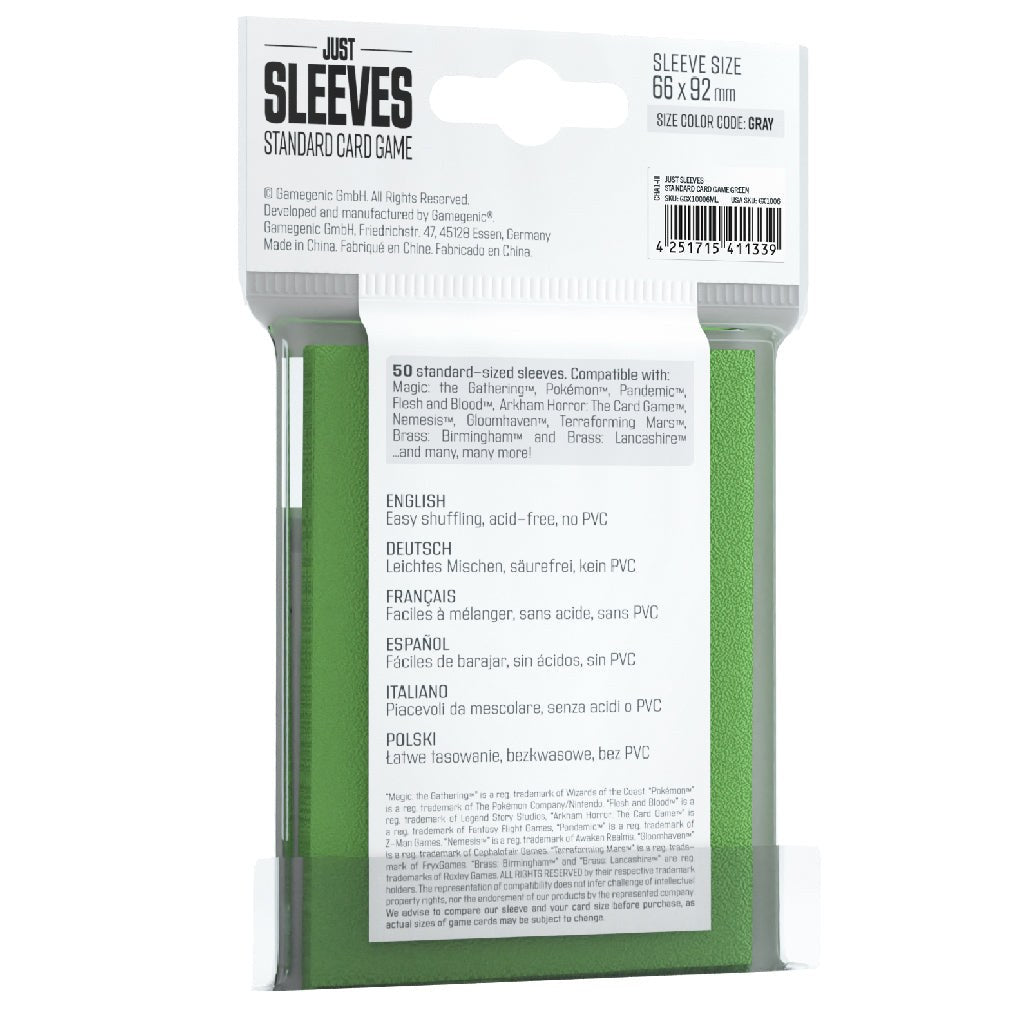 Gamegenics Just Sleeves - Standard Card Game Green — official manufacturer extra